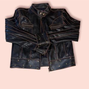 cropped motorcycle leather jacket with stud detailing 🖤